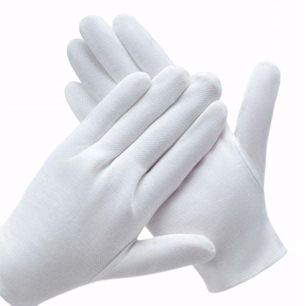 Guantes de algodón COYAHO blancos, 12 pares, para inspección de servicio