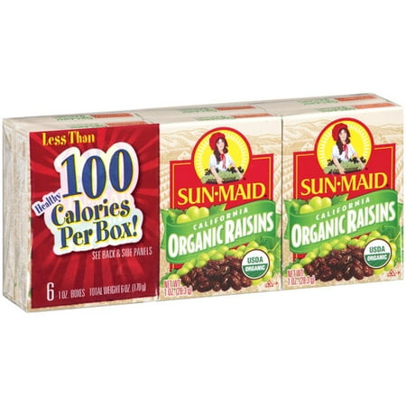 - (4 Pack) Sun-Maid Organic Raisins, 1 oz, 6 ct