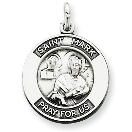 Sterling Silver Engravable Antiqued Saint Mark Medal.