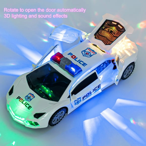 Lubelski Electric Dancing Police Car Automatic Obstacle Avoidance Smallest Detail Kids Toy Rescue Emergency Cop Electric Car Toy for Kids