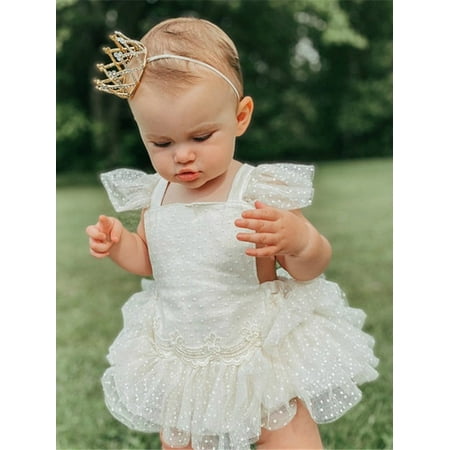 

Peyakidsaa Newborn Kids Baby Girl Lace Flower Romper Bodysuit Jumpsuit Cake Smash Outfit