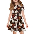 thumbnail image 2 of YOUYEDIAN Girls Easter Dress Kids Festival Cute Bunny Print A-Line Dresses Teen Casual Short Sleeve Crew Neck Sundress with Pockets (Wine, 11-12 Years), 2 of 6