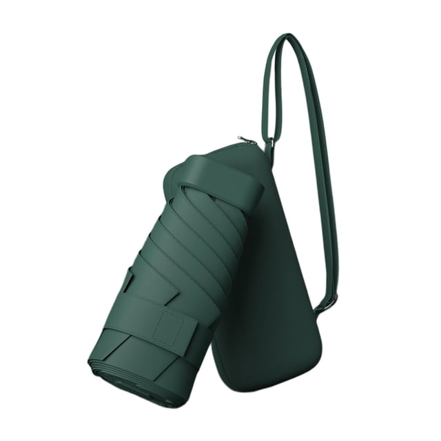 Mini paraguas de viaje, paraguas de lluvia con fuerte protección solar y estuche para Verde oscuro