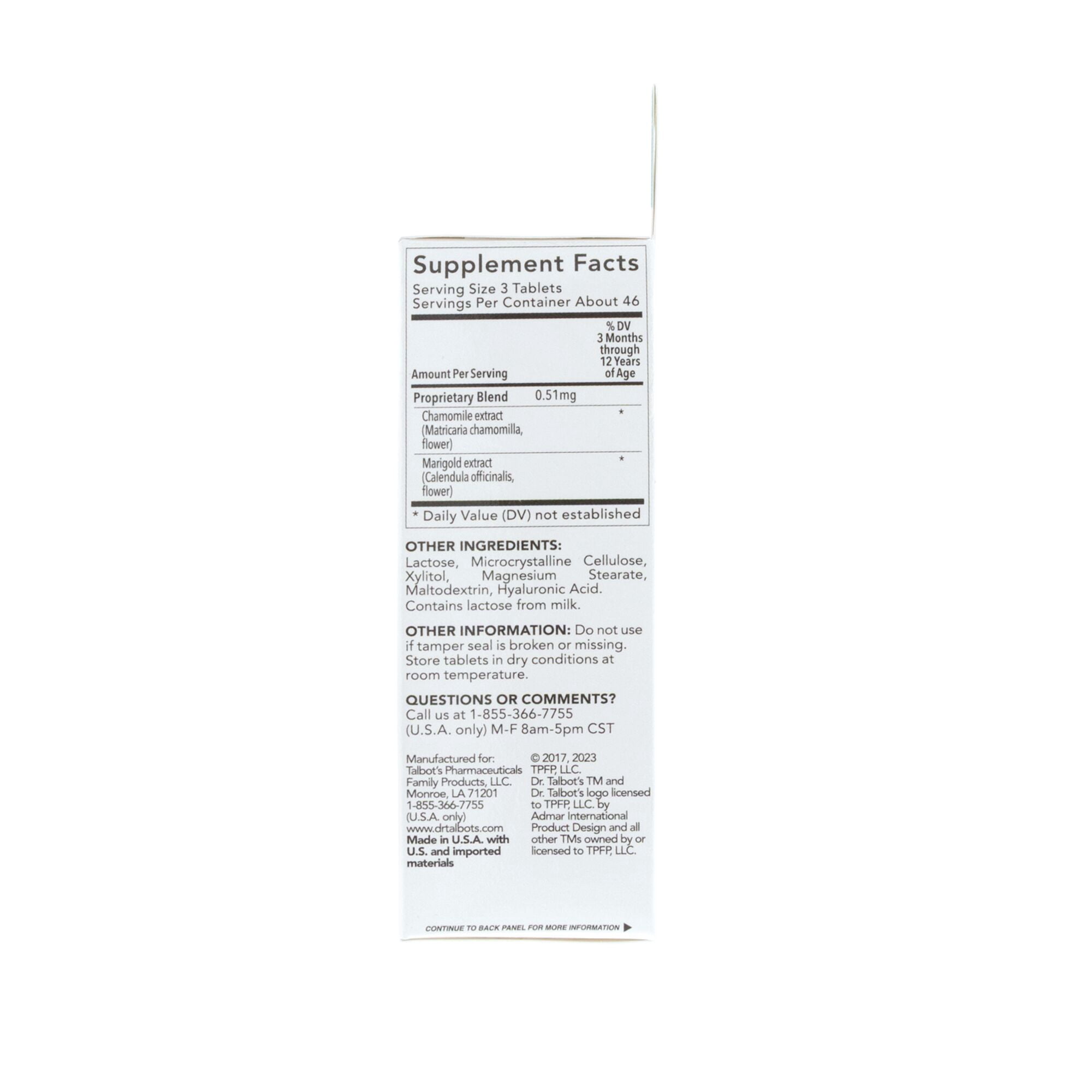 Dr. Talbot's Chamomile Soothing Tablets for Teething Infants, Herbal Supplement, 140 Count