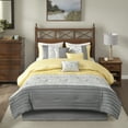 thumbnail image 2 of Madison Park Queen Faux Silk Comforter Set with Decor Pillow and Bed Skirt Embroidered Pieced 7-Piece Bedding Set, Yellow, 2 of 11