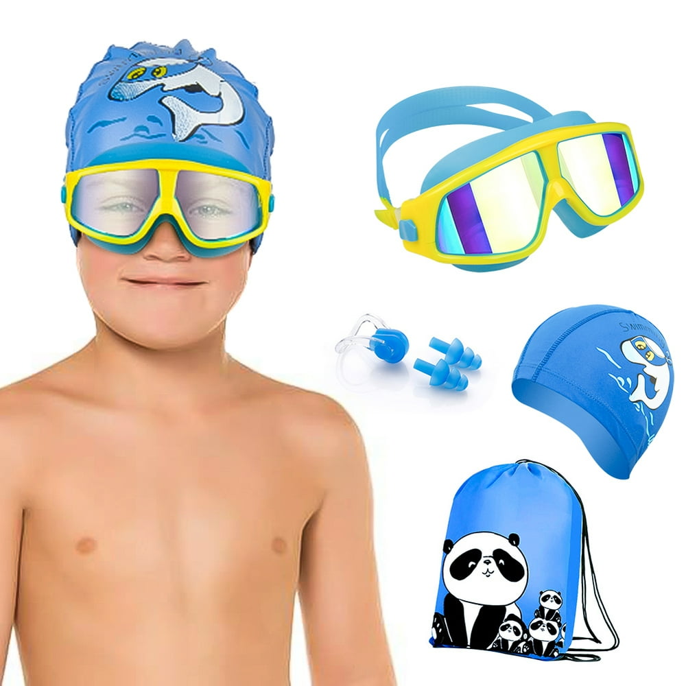 Topcobe Swimming Goggles Set for Kids, No Leaking Anti Fog Waterproof