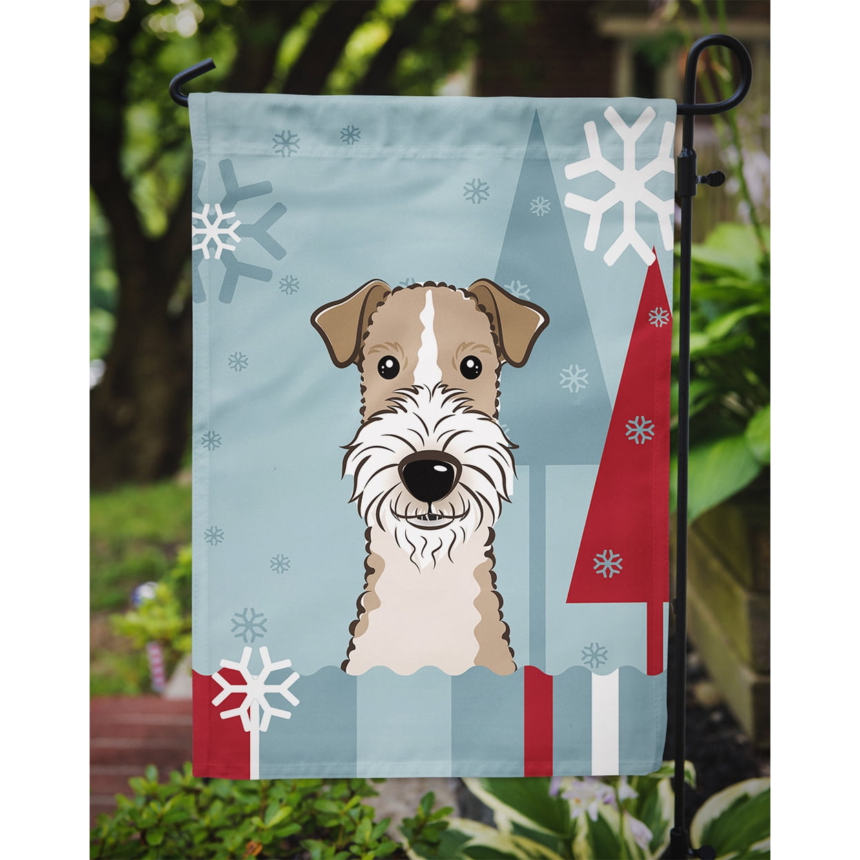 Caroline's Treasures BB1743GF Winter Holiday Wire Haired Fox Terrier Flag Garden Size , Small, multicolor