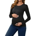 thumbnail image 2 of INSPIRE CHIC Camisetas de Maternidad con Fruncidos para el Día de la Madre de Mujeres, Camisas de Manga Larga, Blusas Casuales, Camiseta Básica, Ropa 2025 Mediana Negra, 2 of 6