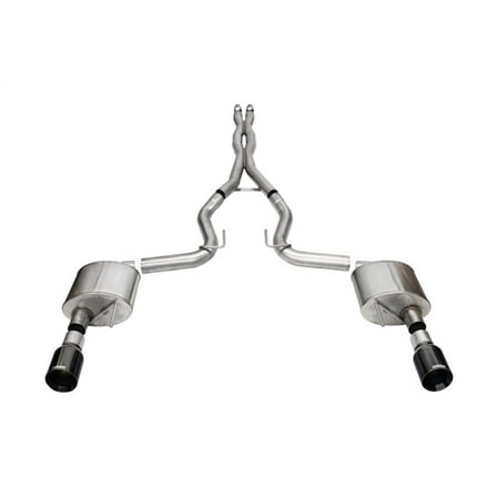 Corsa 24  Ford MustangGT Xtreme Cat-Back Ex.Sys 3.0in Dual Rear Exit w/4.5in Blk PVD StraightCut Tip