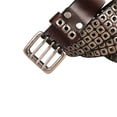 thumbnail image 4 of Baohd Authentic Leather Belt Unisex For Punk Rock Style Lovers Versatile Authentic Hip Hop Belts For Men coffee 110cm 1Set, 4 of 6
