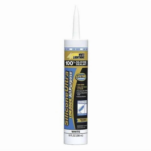 Silicone Sealant, 10 oz, Cartridge, White, Silicone Base, Silicone Ultra