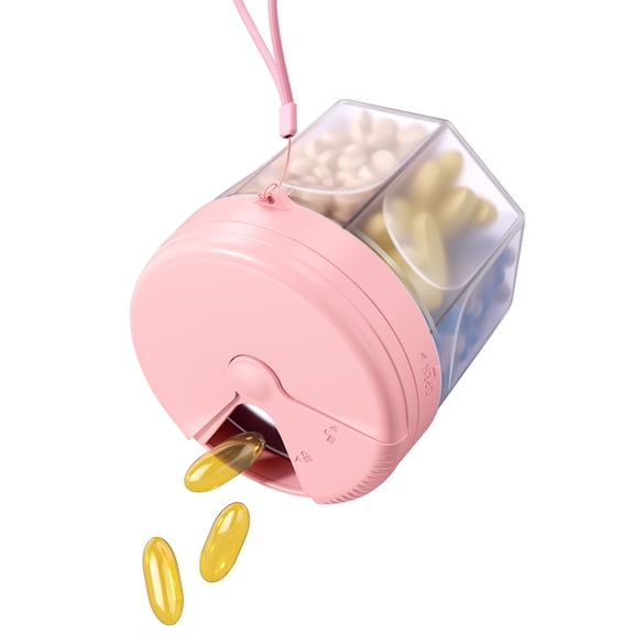 7 in 1 Pill Dispenser, Pill Bottle Organizer with 7 Large Compartments, Cute Pill Box for Travel