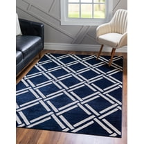 Unique Loom Trellis Collection Area Rug (3' 3" x 5' 3" Rectangle Navy Blue/Beige)