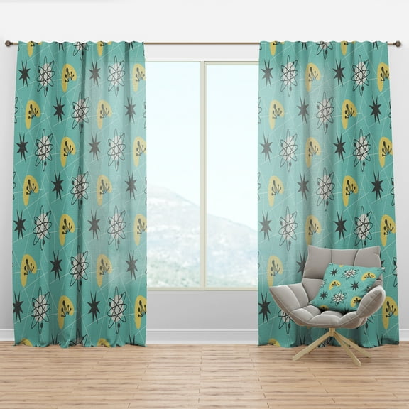 Designart '1950 Retro Pattern Shapes I' Mid-Century Modern Curtain Panel