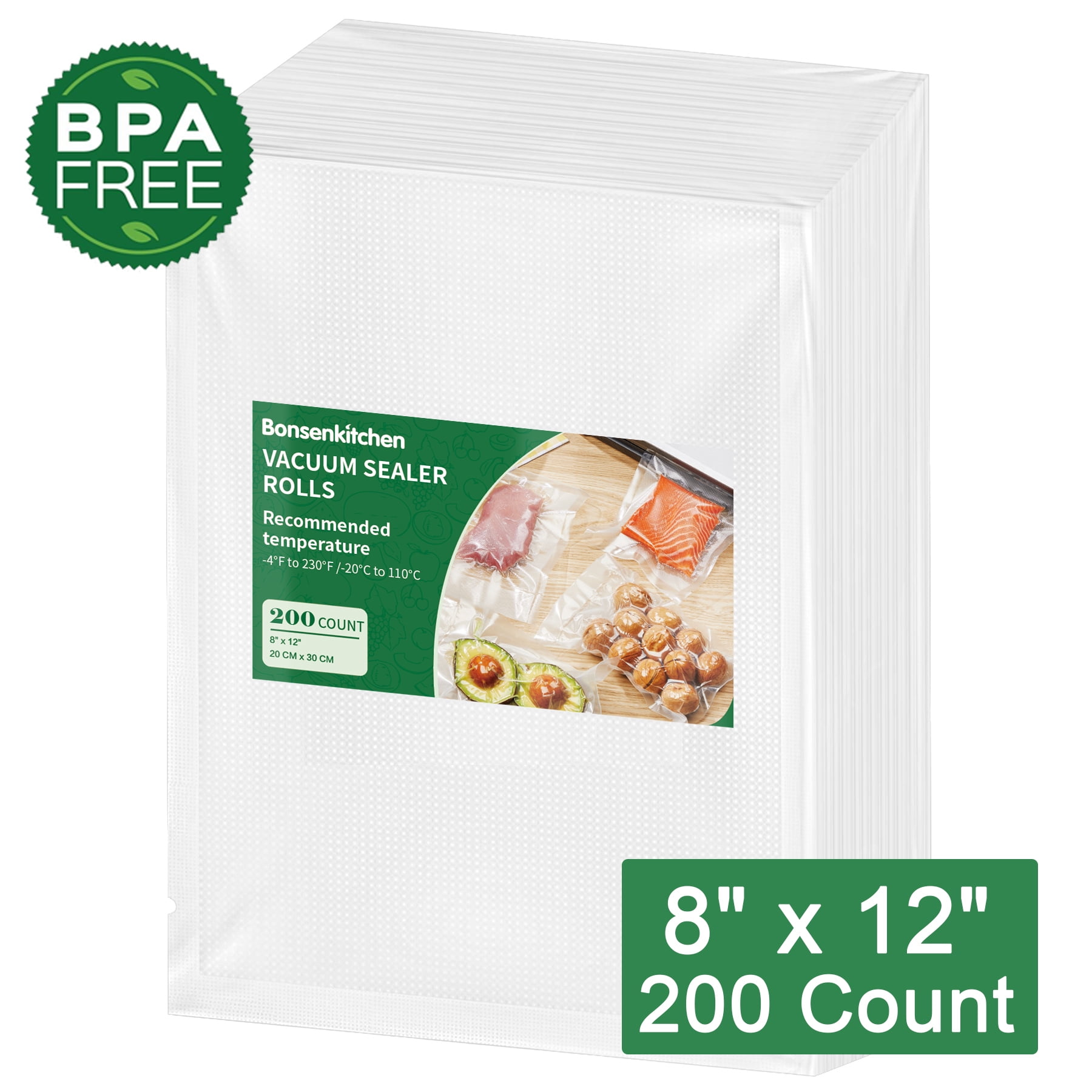 Bonsenkitchen Vacuum Seal Bags, 8" x 12", 200-Count photo 1