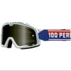 100% Barstow Classic MX Offroad Goggles White/Red/Blue/Smoke Lens