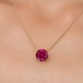 thumbnail image 3 of Gem Stone King 14K Yellow Gold Red Created Ruby Pendant Necklace for Women | 4.00 Cttw | Gemstone July Birthstone | Round 10MM | With 18 inch Chain, 3 of 6