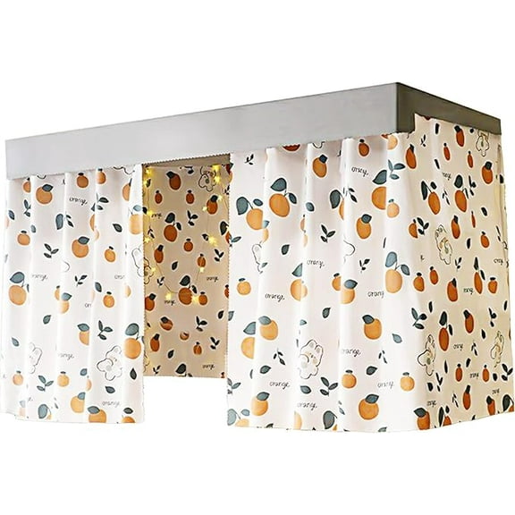 2 pack Cute Bottom Bunk Bed Curtain Student Dormitory Blackout Cloth Mosquito Nets Bedding Tent Bed Canopy Single Sleeper, Orange Rabbit（upper berth）