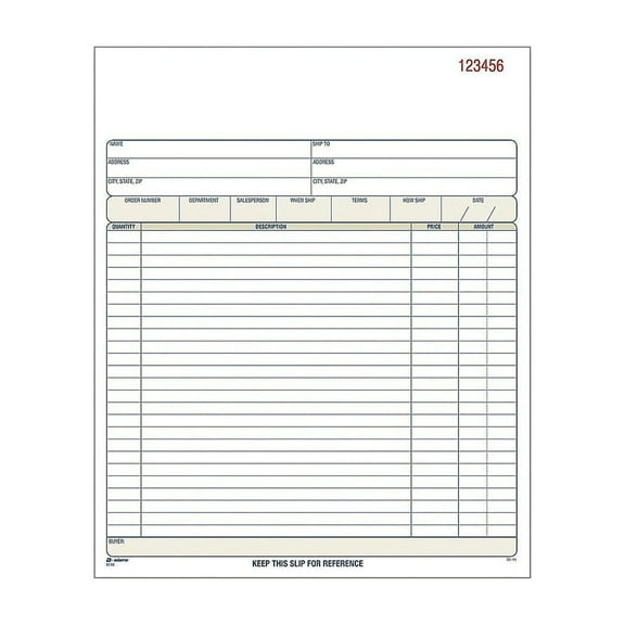 Adams 3-Part Carbonless Sales Orders Book 10.69"L x 8.38"W 50 Forms/Book 301697
