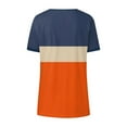 thumbnail image 4 of fatyb Womens V Neck Short Sleeve T-Shirts Color Block Loose Tee Casual Tops Summer Blouses for Women, 4 of 5