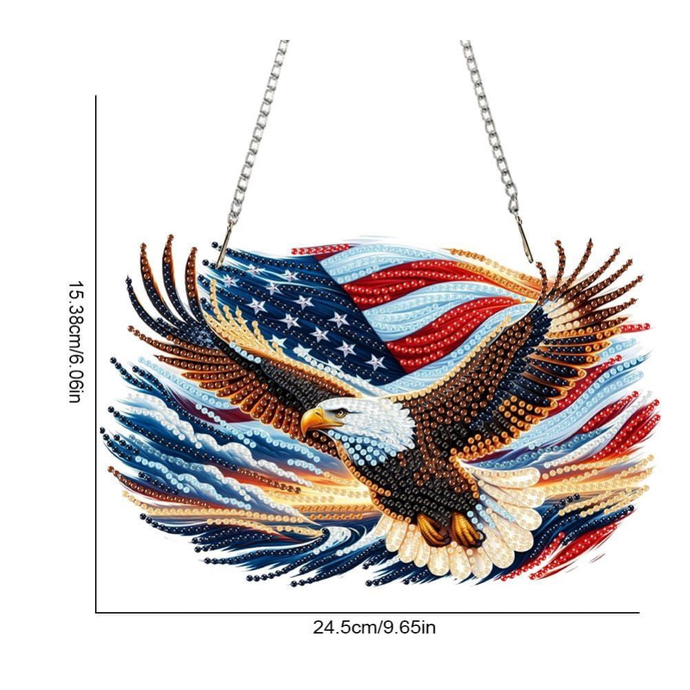 FLOPESN DIY Diamond Art Painting American Independence Day Creative，9.84*9.84in Eagle  Design, Acrylic Material Irregular Shape Home Decoration Pendant