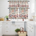 thumbnail image 3 of Pastoral Flowers Kitchen Curtains Valances and Tiers Set of 3 Red Blue Flower Green Leaf Linen Texture Tier Curtains and Valance with Rod Pocket for Small Windows, 27.5"x24", 3 of 9