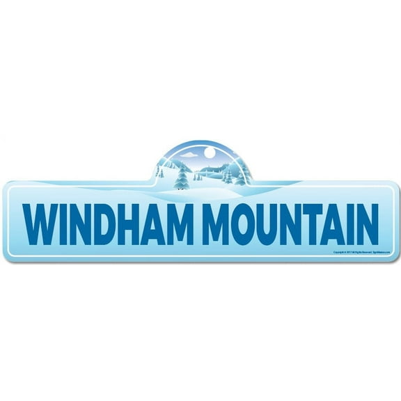 Windham Mountain Street Sign | Indoor/Outdoor | Skiing Skier Snowboarder Décor for Ski Lodge Cabin Mountian House | SignMission personalized gift