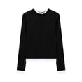 thumbnail image 5 of Women New Long Sleeve Crewneck Fake Two Piece Casual Blouse Womens Loose Fit Pullover Top Fashion Comfortable Layered Spring Outfit, 5 of 5