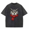 thumbnail image 3 of USPEED Vintage Owl with Red Scarf Graphic Oversized T-Shirt for Women Short Sleeve Casual Animal Themed Fall Daily Lounge Wear Top, 3 of 6