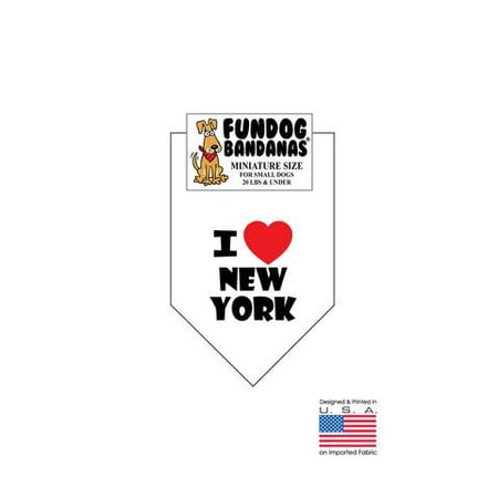MINI Fun Dog Bandana - I Love New York - Miniature Size for Small Dogs under 20 lbs, black pet scarf