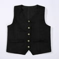 thumbnail image 4 of Boys Shirts,Cowboy Vest Suede Leather Style Western Wear Vintage Waist Coat Unique Retro Piece for Dress-Up & Play,Shirts for Boys,Black,5-6 Years, 4 of 8