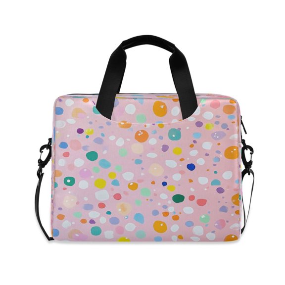 16inch Laptop Briefcase, Business Laptop Bag with Detachable Strap & Padded Compartment, Water-Resistant Polyester,Many Dots