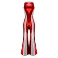 thumbnail image 4 of Hansber Women Singer Costume Club Party Sleeveless Flare Bottom Jumpsuit 70s Disco Dance Costume Red M, 4 of 5