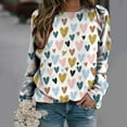 thumbnail image 2 of Valentine's Day Shirt for Women Love Heart Print Long Sleeve Tops Casual Loose Crewneck Sweatshirt Graphic Gift Blouses, 2 of 5