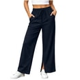 thumbnail image 2 of Gytharion Women's Straight Leg Sweatpants High Waist Side Slit Lounge Pants Elastic Waist Relaxed Fit Casual Pants with Pockets for Travel, 2 of 8