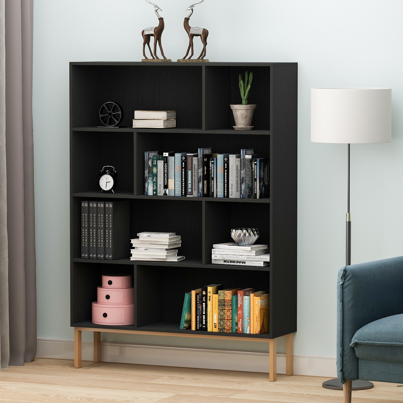 Storage & Organization Shelving Home & Living Stylish Bookcase reclaimed wood 4 Tier Cube