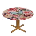 thumbnail image 3 of HAOXIT Floral Vintage Round Tablecloth Washable Polyester Trim, Spring Butterfly Leaves Kitchen Circle Table Cloth Cover for Party Dinning Tabletop Wedding Home Decor, 3 of 8