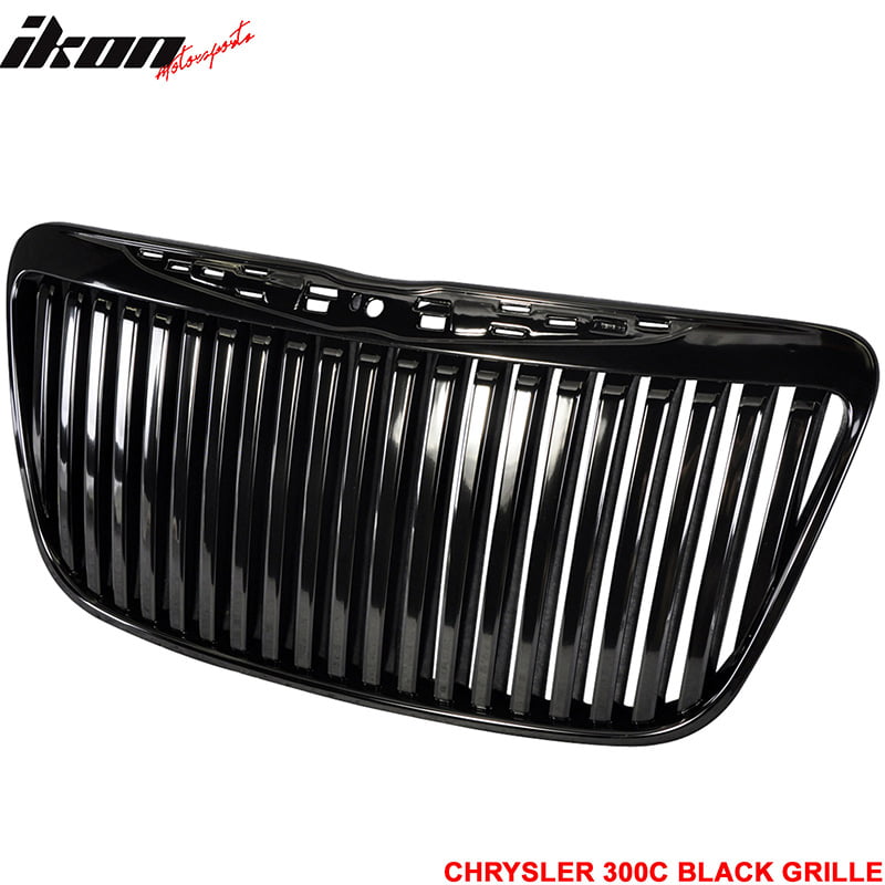 Gldifa Front Grille Fit 2011-2015 Chrysler 300C/300 Gloss Black Mesh Grill Replacement