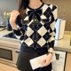 thumbnail image 4 of Suéter grueso con cuello redondo y lazo de estilo coreano para mujer, moda de otoño e invierno de 2023, 4 of 5