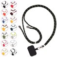 thumbnail image 2 of Cuerda universal para el cuello del teléfono móvil Hebilla a presión de metal ajustable Cordón con soporte antipérdida con tarjeta adhesiva Viajes al aire libre Senderismo Negro Verde Negro kenally EL005430-01, 2 of 2