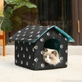 Outdoor Feral cat House for Winter Cats Insulated Waterproof Warm Weatherproof cat Bed Small Dog Kennel,Black Rectangle - image 2 of 6