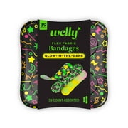 Welly Assorted Flex Fabric Bandages, Glow-in-the-Dark Bandages for Kids and Adults, 39 Count