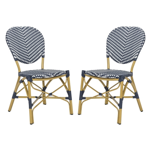 Safavieh Lisbeth Outdoor Striped Side Chair, Set of 2 - Navy/White