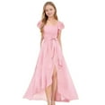 thumbnail image 2 of Byoo Big Girl's Solid Color Maxi Dress Square Neck Ruffle Sleeve High Low Hem Split Formal Dress Elegant Party Dress, 2 of 3