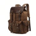 thumbnail image 3 of Retro Unisex Backpack, Outdoor Travel Backpack, Canvas with Oil Wax Backpack, 3 of 4