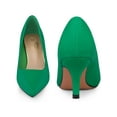 thumbnail image 5 of BLISSFUL STEP Women's Pointed Toe Printed Slip on Kitten Heel Pumps Green (Size 6.5), 5 of 5