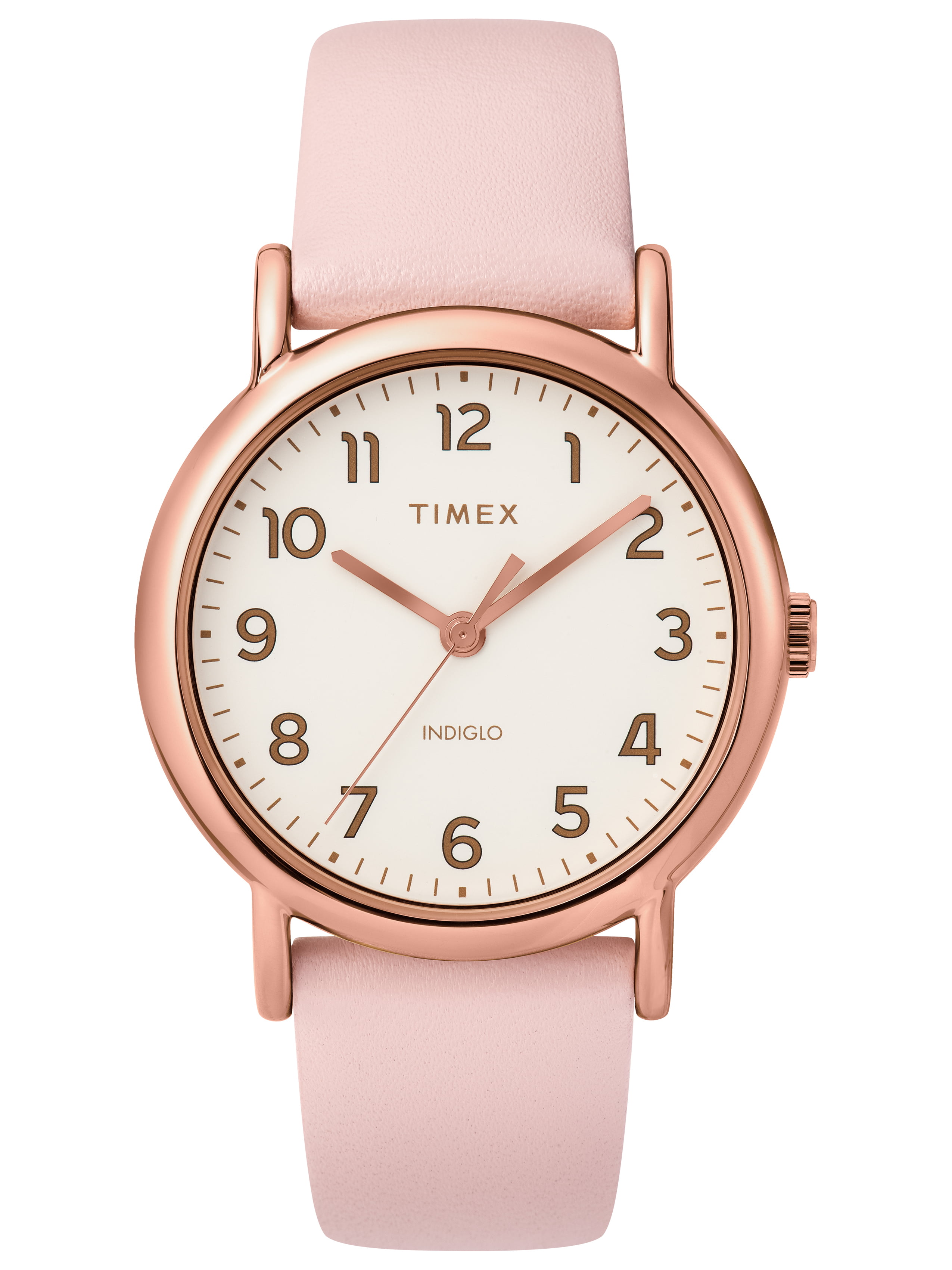 Timex Women's Weekender 38mm Pink/Rose Gold Leather Two-Piece Strap Watch