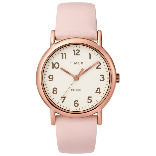 Timex Timex Women's Weekender 38mm Pink/Rose Gold Leather TwoPiece