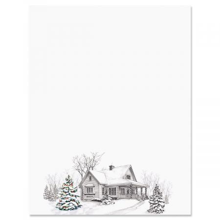 Winter Home Christmas Letter Papers - Set of 25 Christmas stationery ...