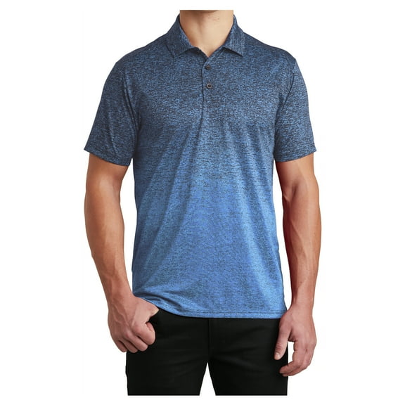 Yellow Rooster Mens Ombre Heather Polo Carolina Blue/ True Navy XS